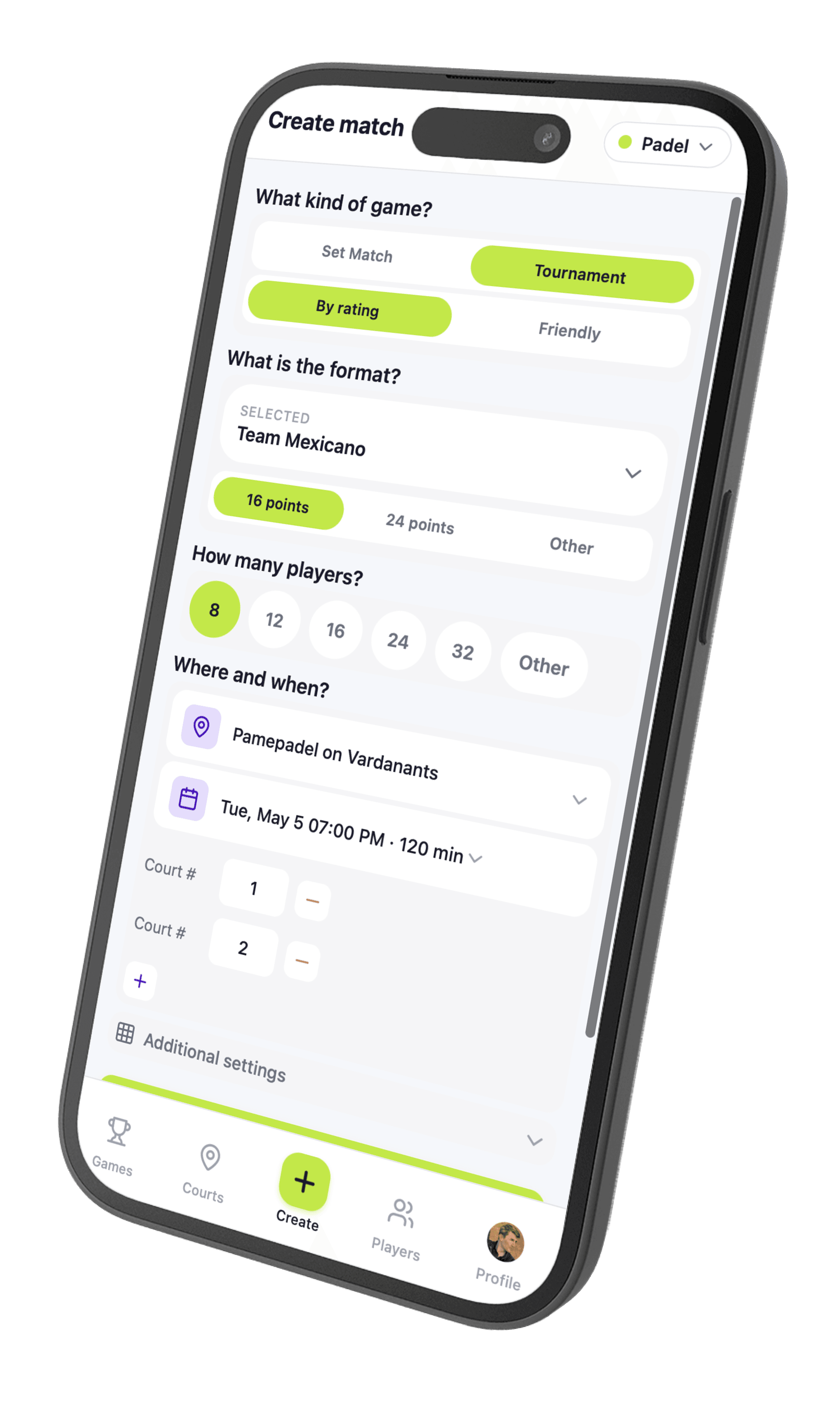Create a match form