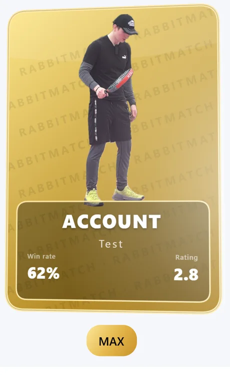 A player card with a chosen background, win rate and rating.